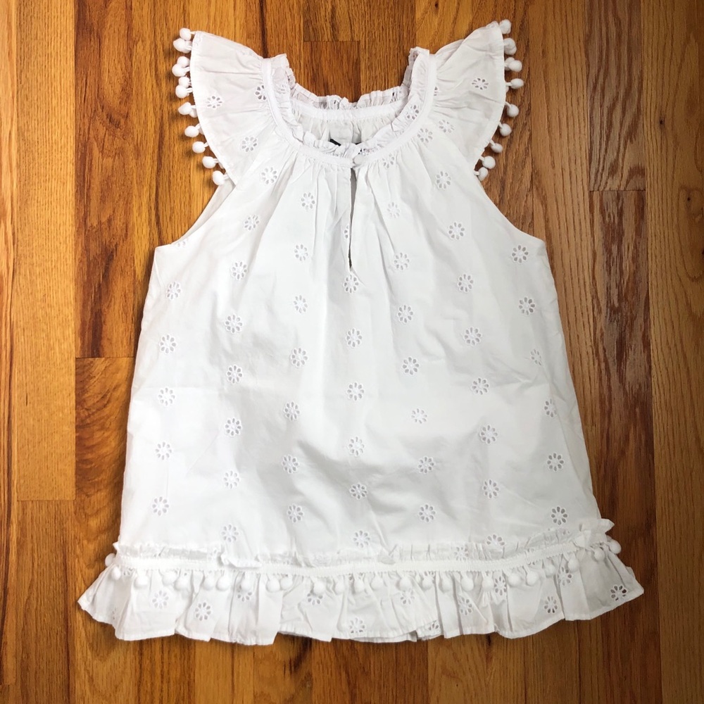 JCrew Eyelet PomPom Top